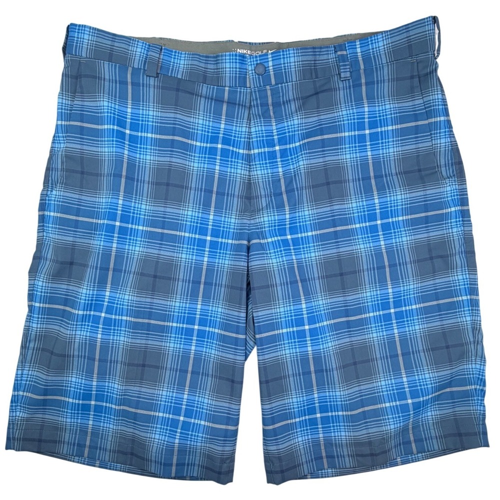 Nike Golf Tour Performance Dri-FIT Blue Plaid Shorts Mens 38